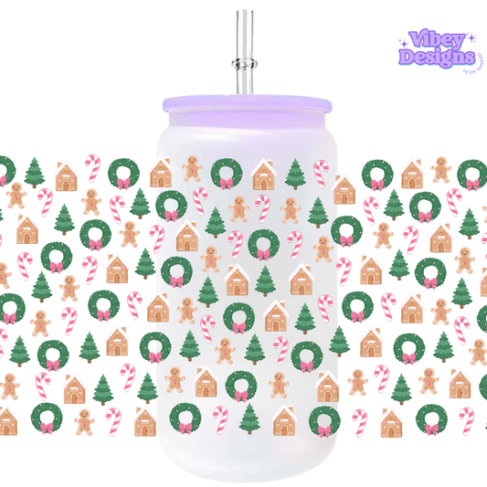 Uv Dtf Wrap For 16oz Libbey Glass - Christmas Trees