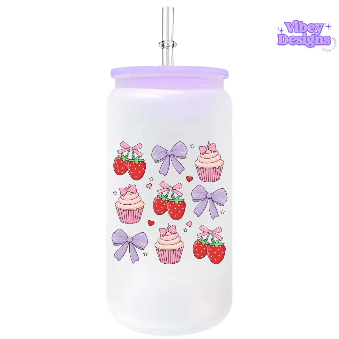 UV-DTF Transfer for Bottle, Glass, Mug, Diary - Bows & Cupcakes