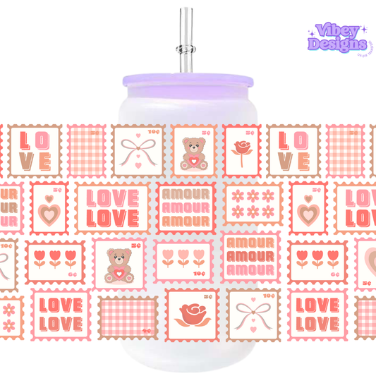 Uv Dtf Wrap For 16oz Libbey Glass - Valentine Stamps