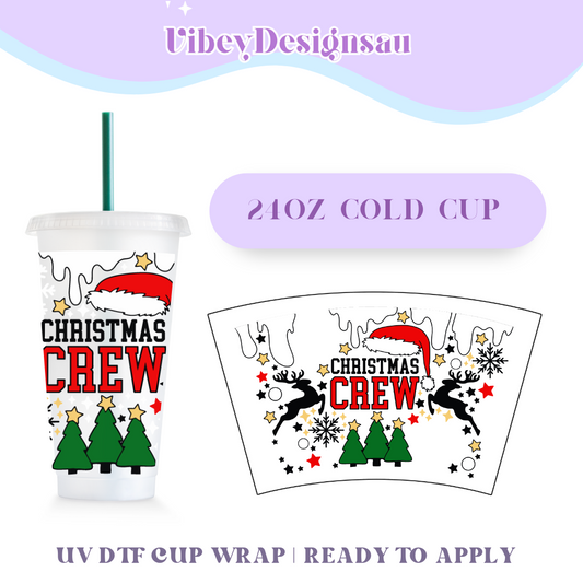 RTS 24oz Cold Cup Uv Dtf Wrap - Christmas Crew