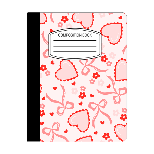 Composition Notebook - Hearts and bows