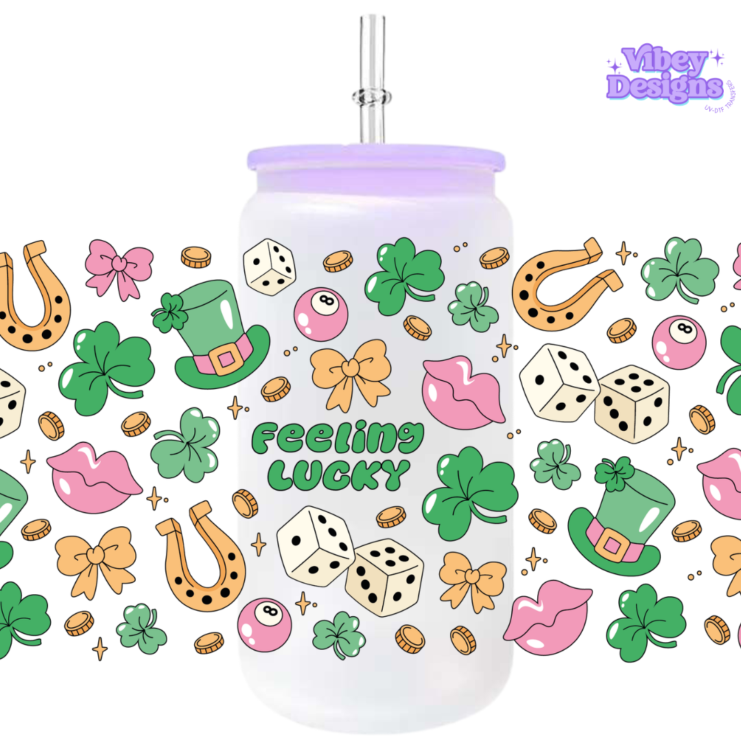 Uv Dtf Wrap For 16oz Libbey Glass - #SP05 Feeling Lucky