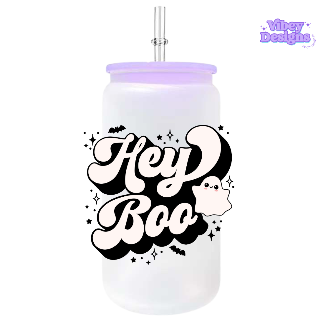 UV-DTF Transfer for Bottle, Glass, Mug, Diary - Hey Boo