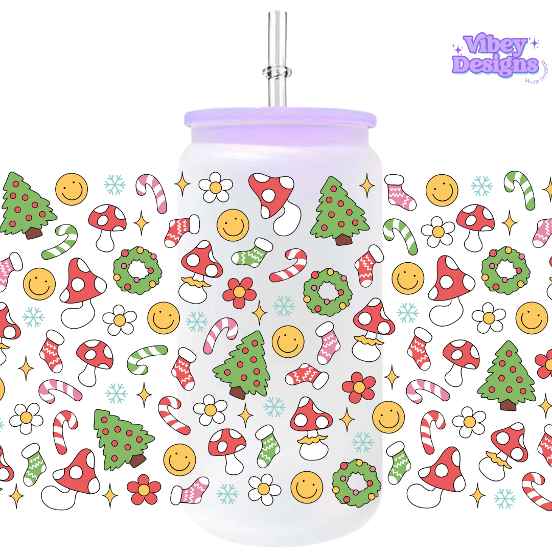 Uv Dtf Wrap For 16oz Libbey Glass - Groovy Xmas Things