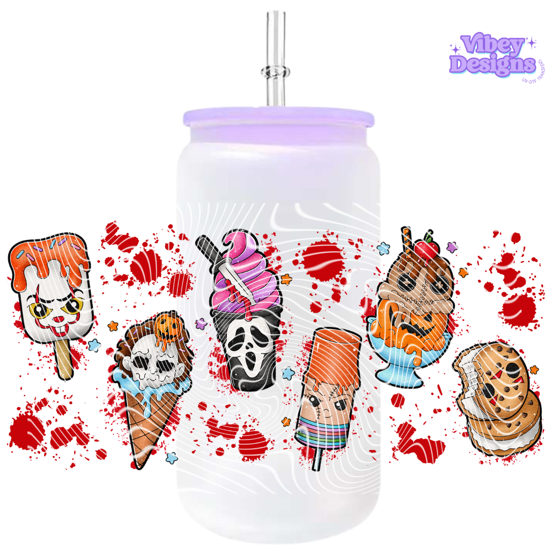 Uv Dtf Wrap For 16oz Libbey Glass - Horror Pops