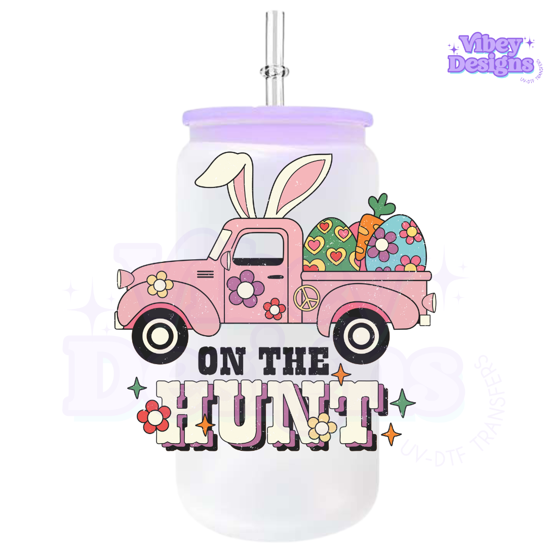 RTS UV-DTF Transfer for Bottle, Glass, Mug, Diary - On the Hunt Easter Truck