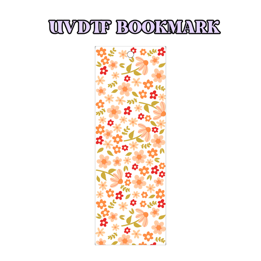 UV-DTF Bookmark Transfer - Orange Flower Pattern