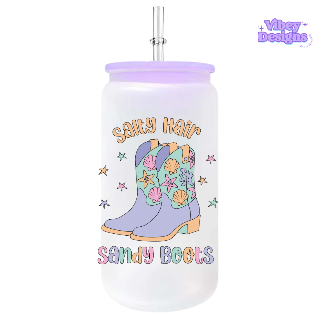 UV-DTF Transfer for Bottle, Glass, Mug, Diary - Salty hair, sandy boots
