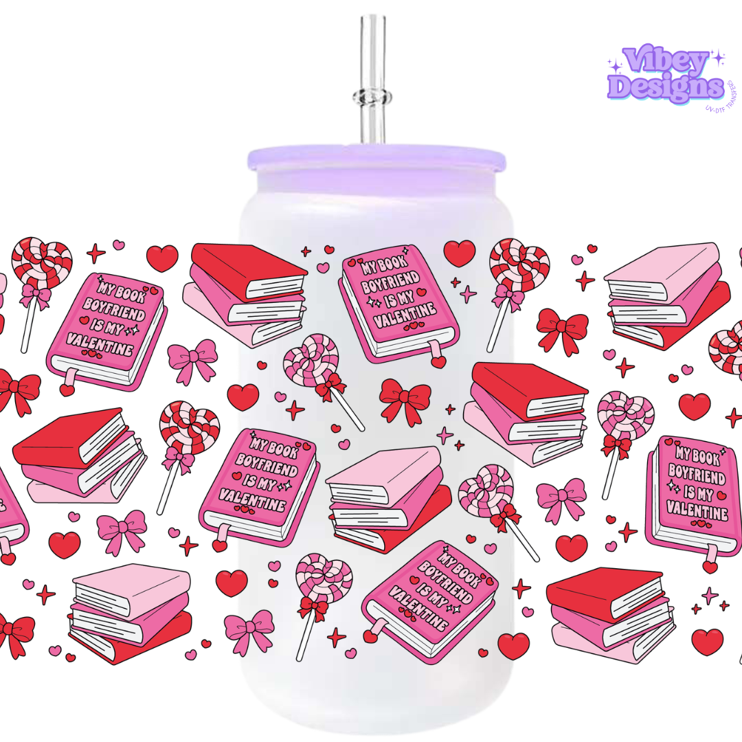 Uv Dtf Wrap For 16oz Libbey Glass - #VAL31 Book Boyfriend