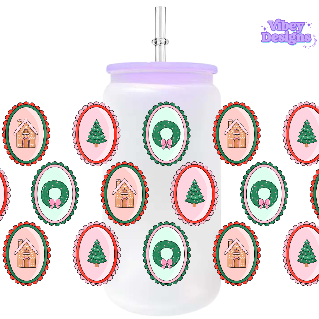 Uv Dtf Wrap For 16oz Libbey Glass - Christmas Frames