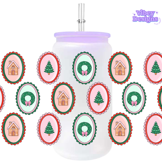 Uv Dtf Wrap For 16oz Libbey Glass - Christmas Frames