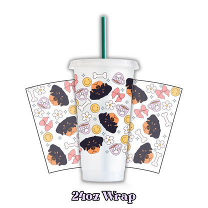 Uv Dtf Wrap For 24oz Cold Cup - Doggos & Bows