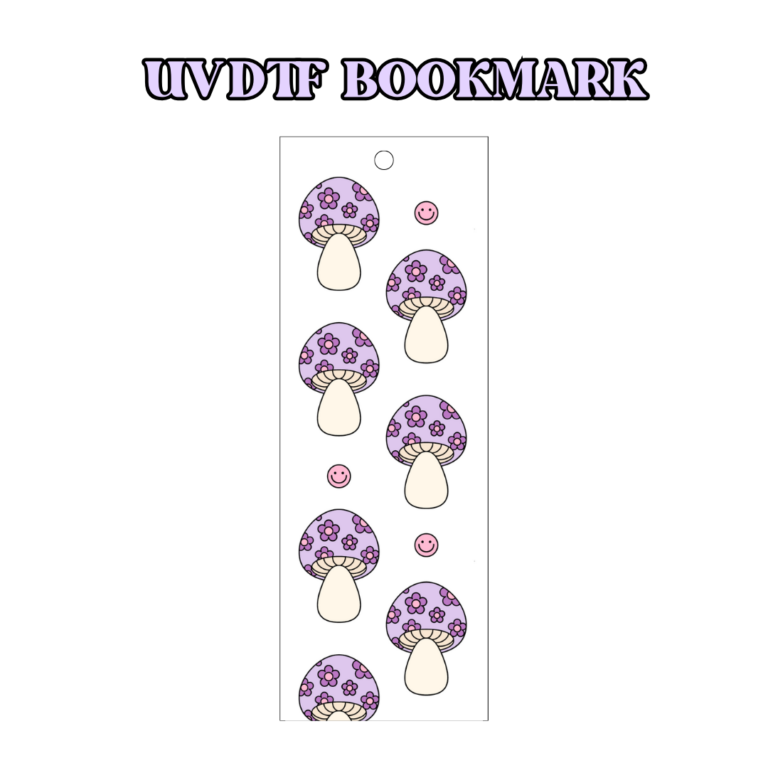 UV-DTF Bookmark Transfer - Purple Mushrooms