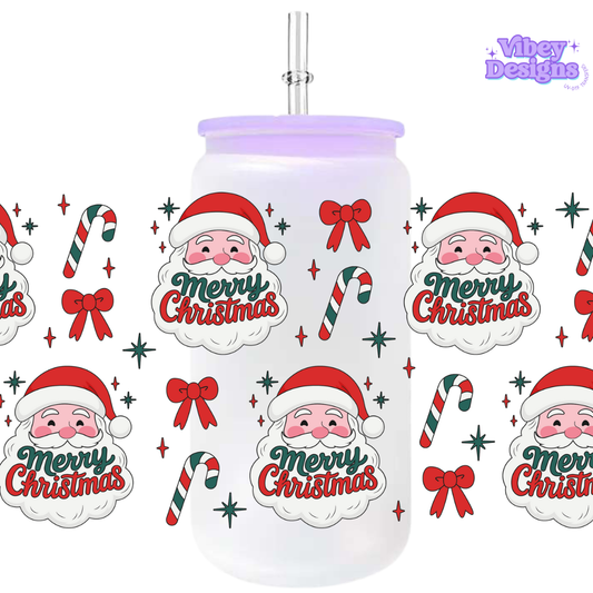 Uv Dtf Wrap For 16oz Libbey Glass - Santa Cup