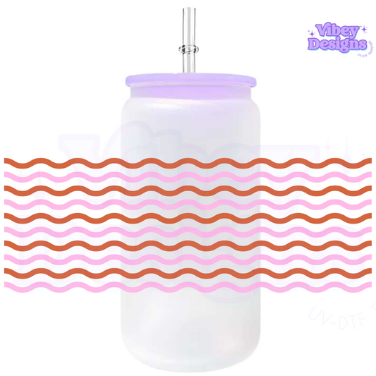 Uv Dtf Wrap For 16oz Libbey Glass - Squiggles Pink