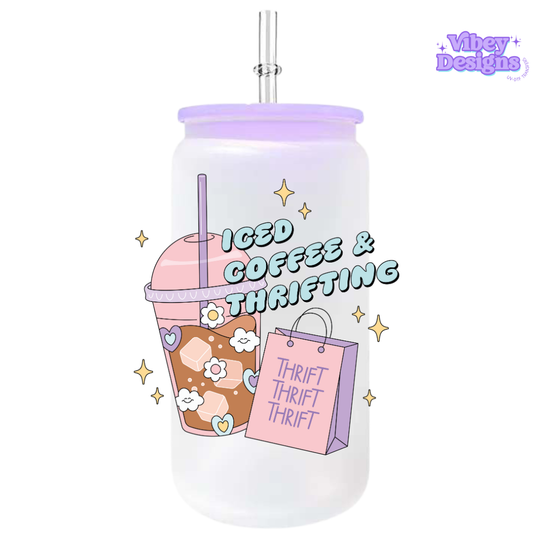 UV-DTF Transfer for Bottle, Glass, Mug, Diary - Iced coffee and thrifting
