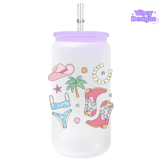 UV-DTF Transfer for Bottle, Glass, Mug, Diary - Coastal Cowgirl