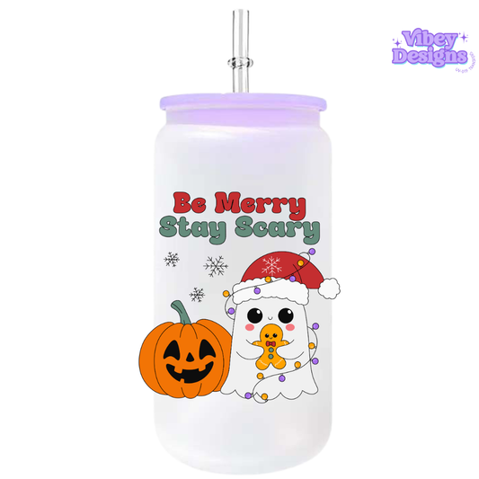 UV-DTF Transfer for Bottle, Glass, Mug, Diary - Be Merry Stay Scary