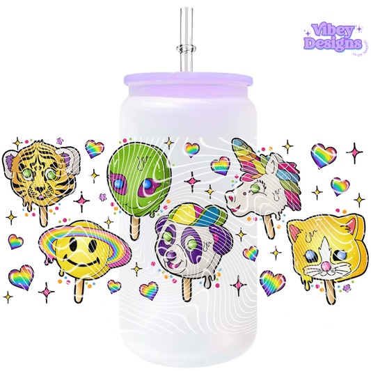 Uv Dtf Wrap For 16oz Libbey Glass - Lisa Frank Pops