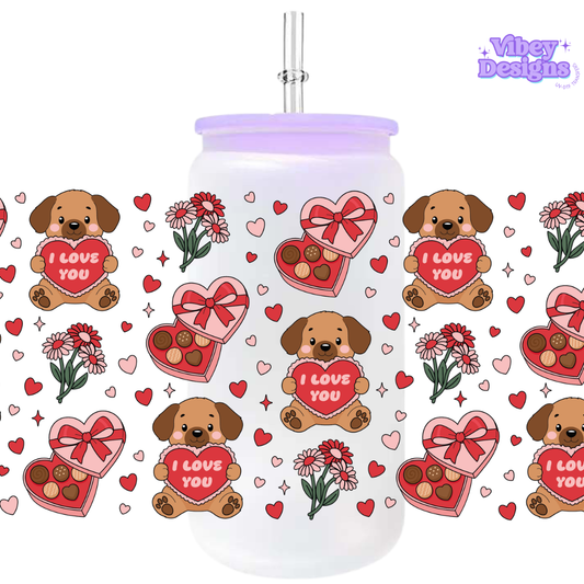 Uv Dtf Wrap For 16oz Libbey Glass - #VAL35 Puppies and Chocolate