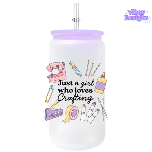 UV-DTF Transfer for Bottle, Glass, Mug, Diary - Just a girl who loves crafting