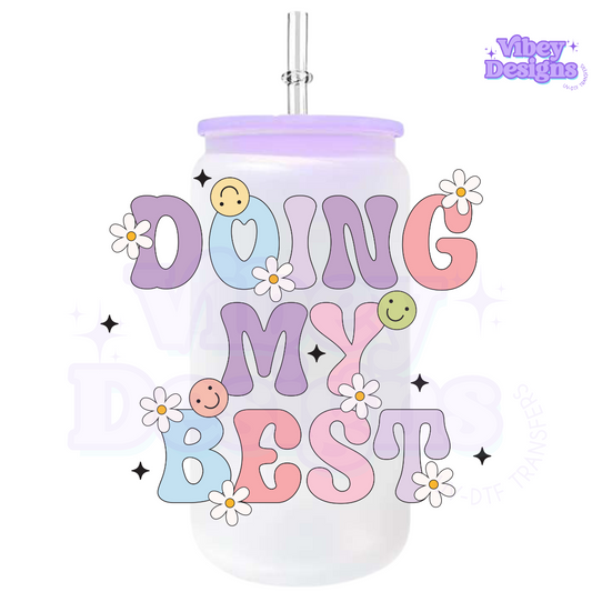 RTS UV-DTF Transfer for Bottle, Glass, Mug, Diary - Pastel Doing My Best