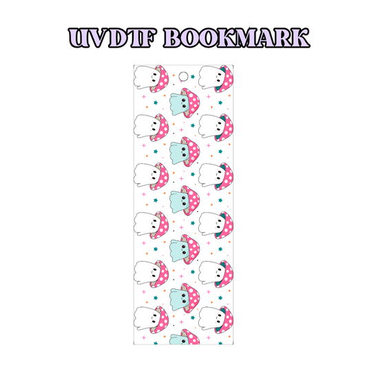 UV-DTF Bookmark Transfer - Cute Mushies Ghost Pink