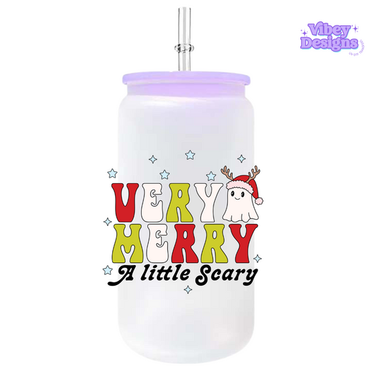 UV-DTF Transfer for Bottle, Glass, Mug, Diary - Very Merry a Little Scary