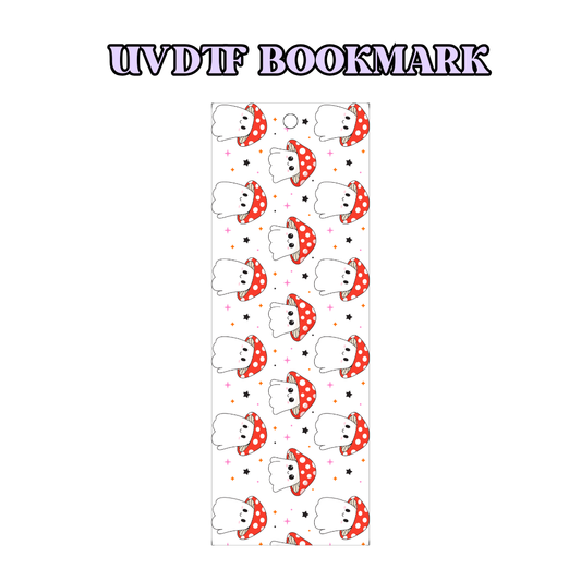 UV-DTF Bookmark Transfer - Cute Mushie Ghost Red