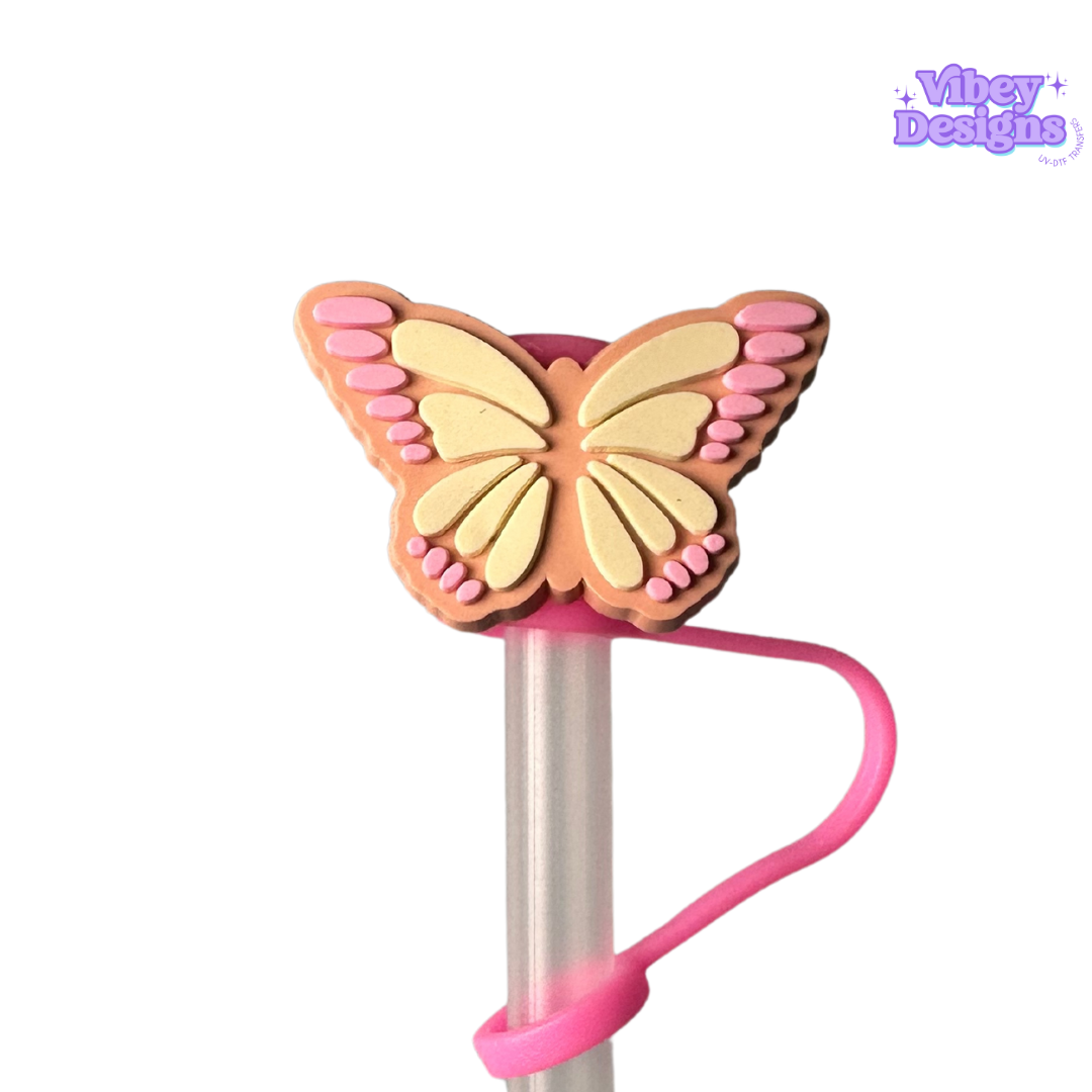 Pink Butterfly 40oz Straw Topper