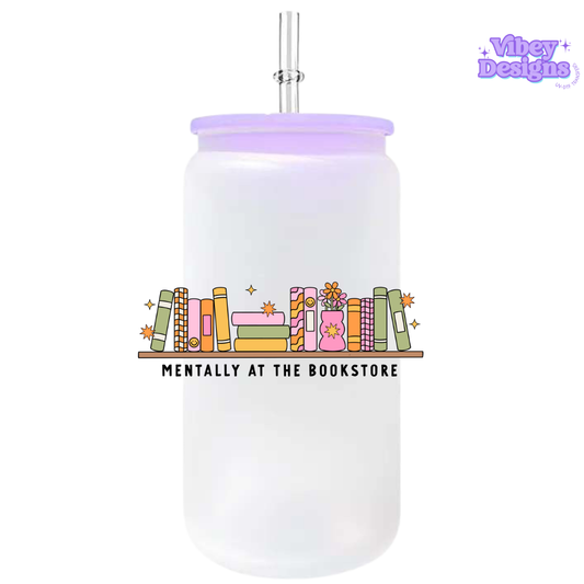 UV-DTF Transfer for Bottle, Glass, Mug, Diary - Mentally at the bookstore