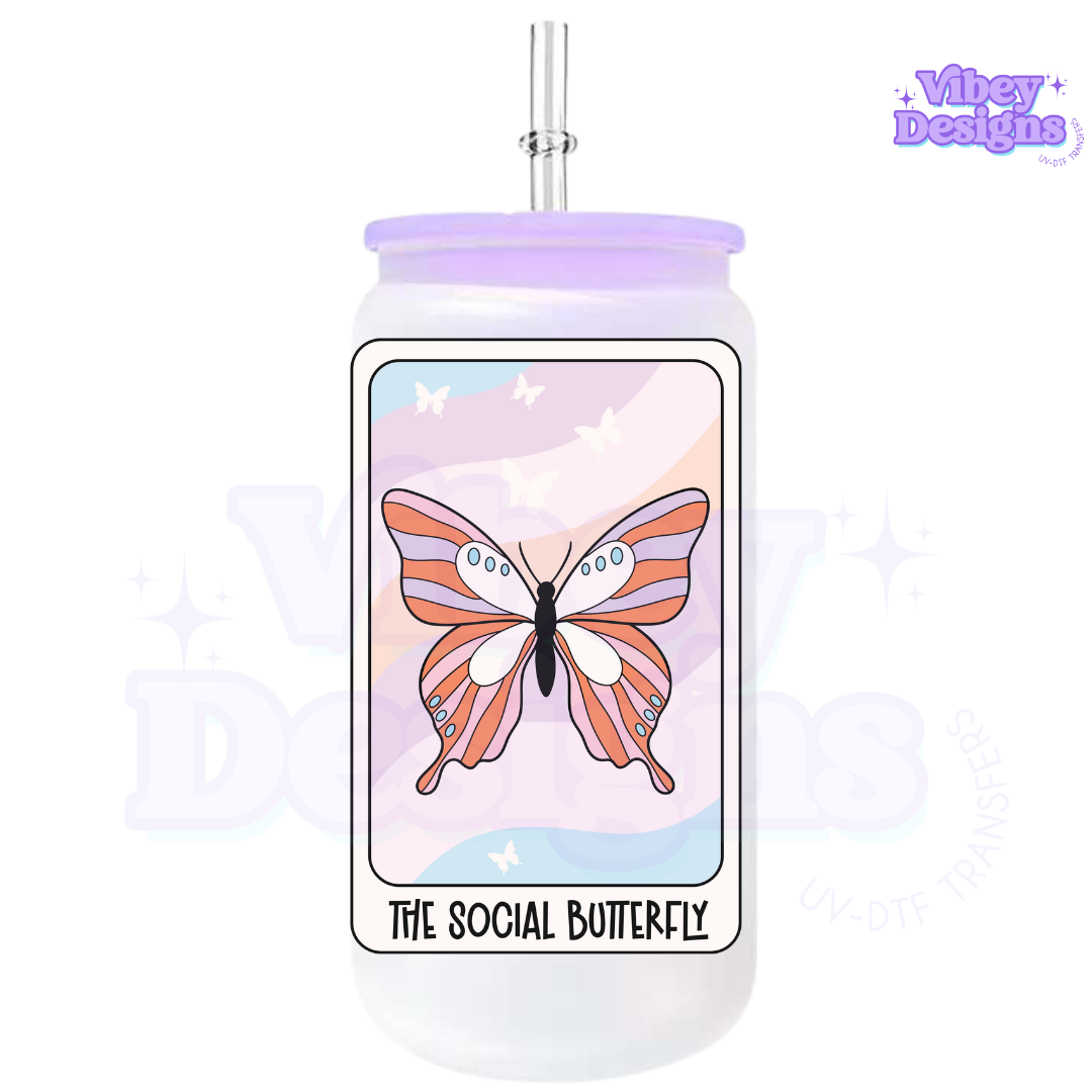 RTS UV-DTF Transfer for Bottle, Glass, Mug, Diary - The Social Butterfly Tarot