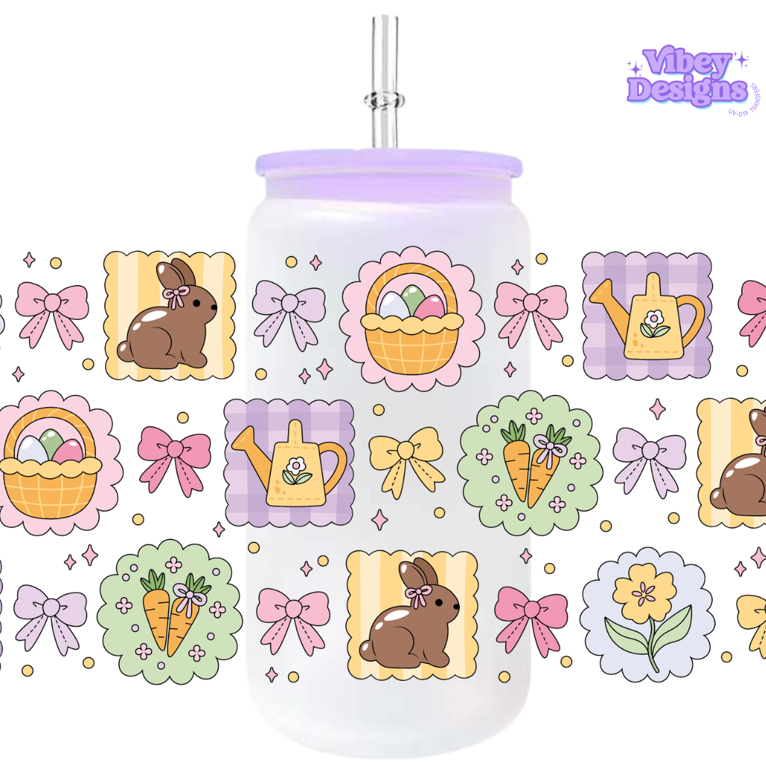 Uv Dtf Wrap For 16oz Libbey Glass - #EC08 Easter frames