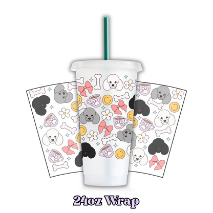 Uv Dtf Wrap For 24oz Cold Cup - Doggos & Bows