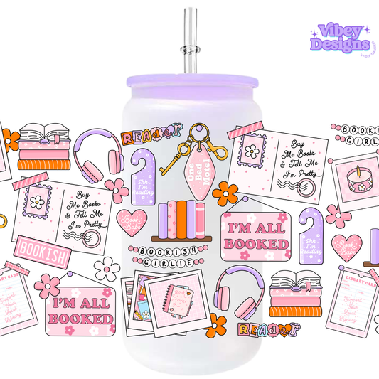 Uv Dtf Wrap For 16oz Libbey Glass - Book Mood Board