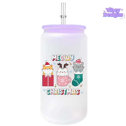 UV-DTF Transfer for Bottle, Glass, Mug, Diary - Meowy Christmas