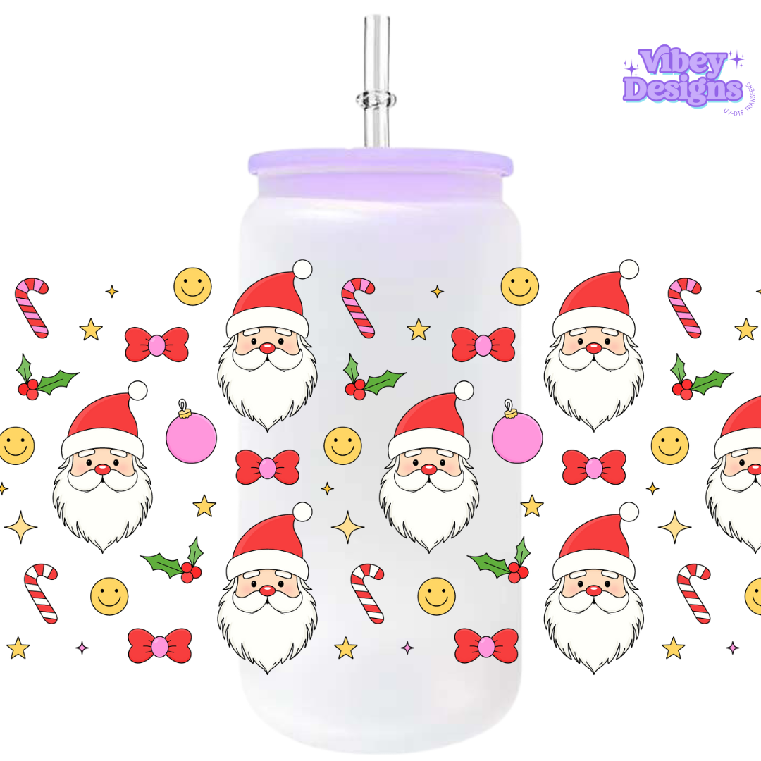 Uv Dtf Wrap For 16oz Libbey Glass - Santa Bows