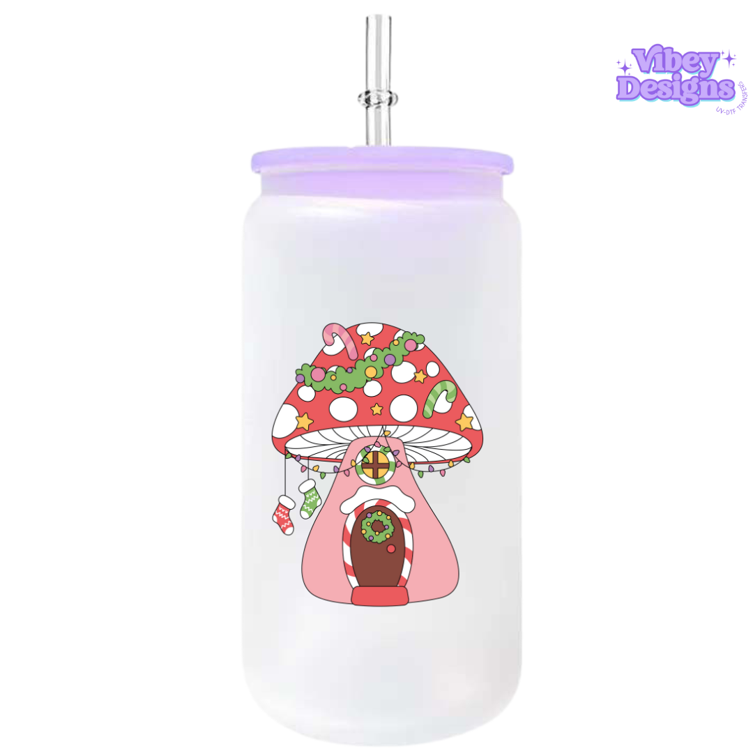 UV-DTF Transfer for Bottle, Glass, Mug, Diary - Xmas Mushroom