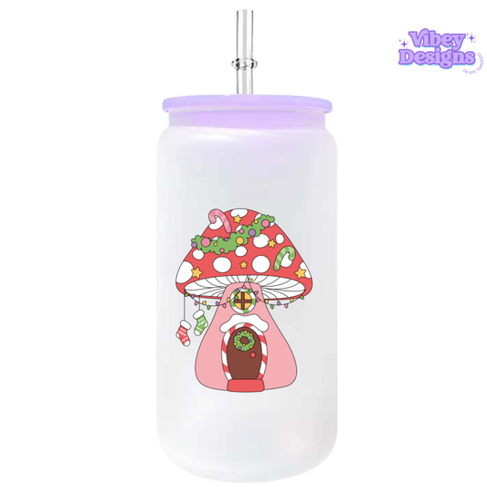 UV-DTF Transfer for Bottle, Glass, Mug, Diary - Xmas Mushroom