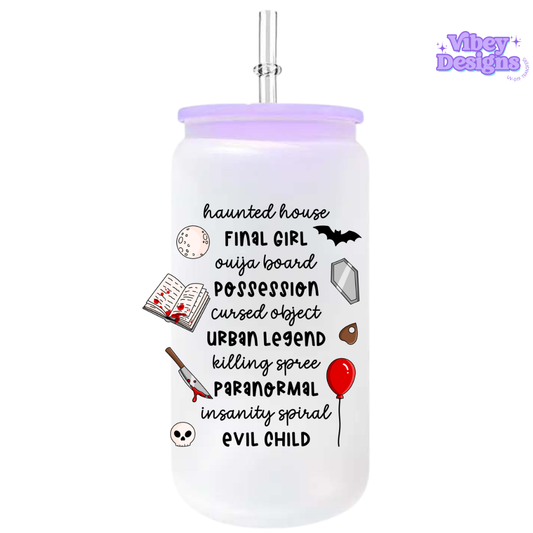 UV-DTF Transfer for Bottle, Glass, Mug, Diary - Horror Tropes