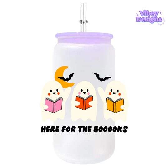 UV-DTF Transfer for Bottle, Glass, Mug, Diary - Here for the booooks
