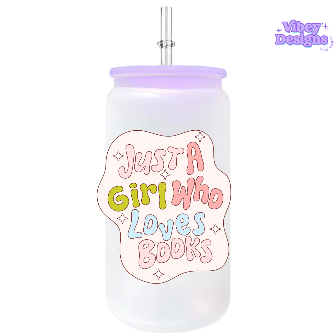 UV-DTF Transfer for Bottle, Glass, Mug, Diary - Just a girlie booklover