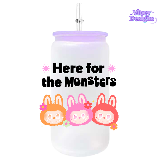 UV-DTF Transfer for Bottle, Glass, Mug, Diary - Here for the monsters black