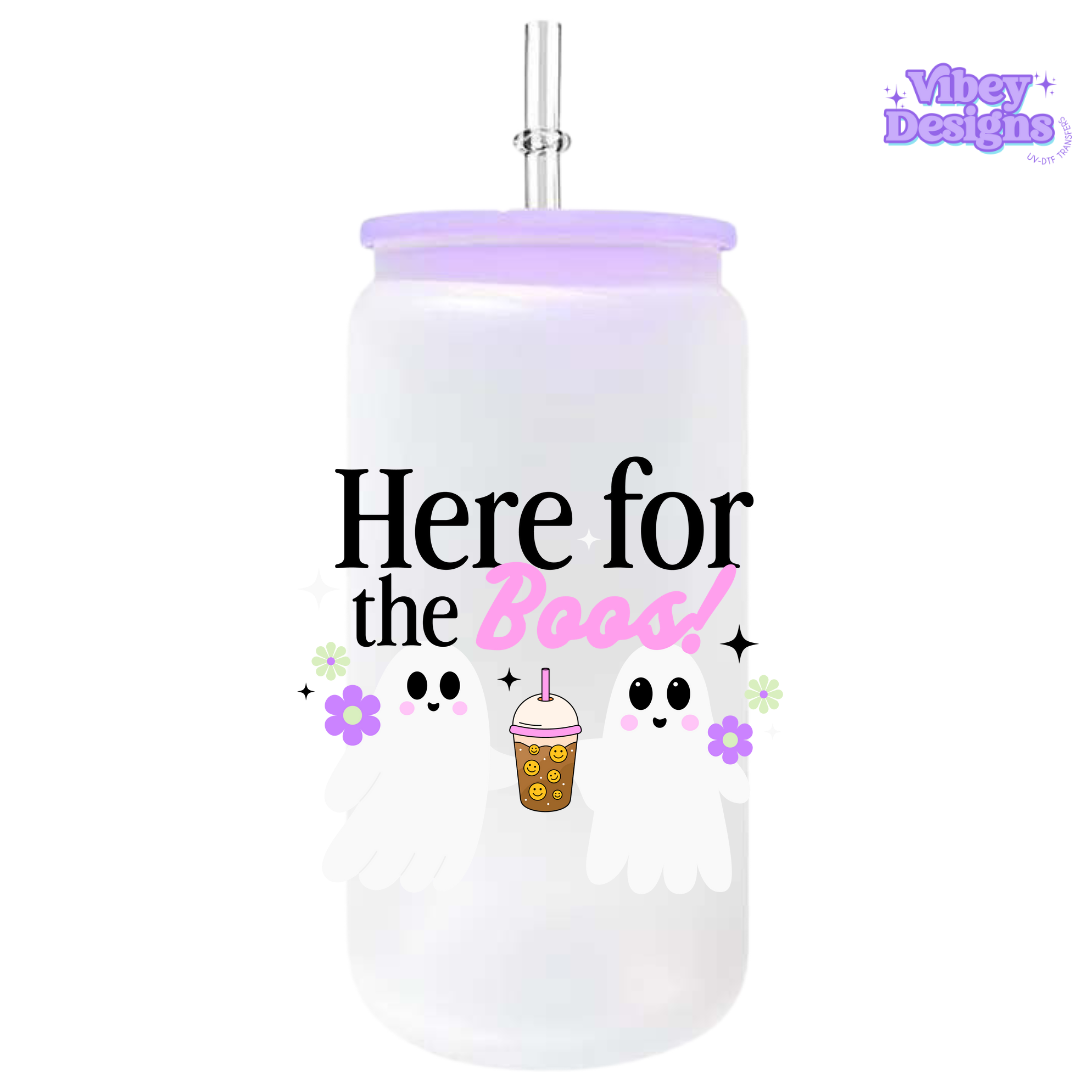 UV-DTF Transfer for Bottle, Glass, Mug, Diary - Here for the boos pink