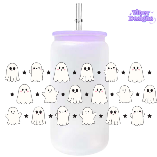 Uv Dtf Wrap For 16oz Libbey Glass - Cute Ghosts