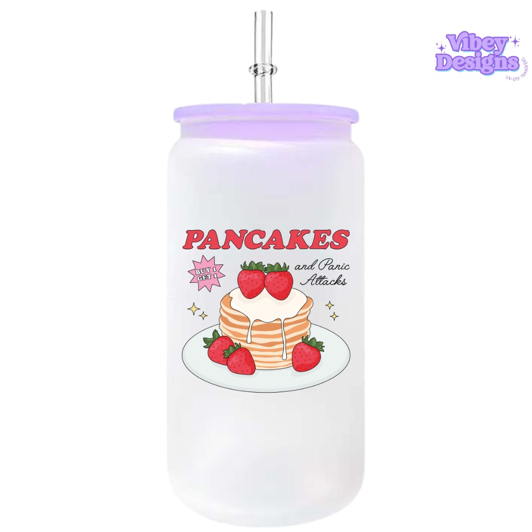 UV-DTF Transfer for Bottle, Glass, Mug, Diary - Pancakes and Panick Attacks