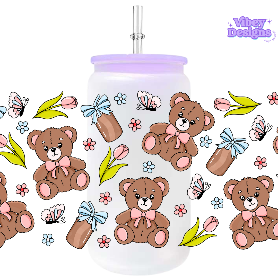 Uv Dtf Wrap For 16oz Libbey Glass - Coffee & Bears