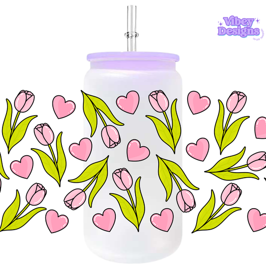 Uv Dtf Wrap For 16oz Libbey Glass - Lovely Tulips