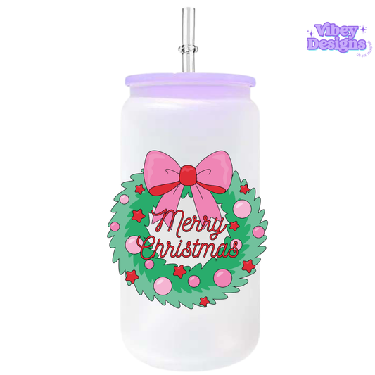 UV-DTF Transfer for Bottle, Glass, Mug, Diary - Merry Christmas Bow