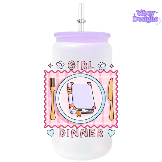 UV-DTF Transfer for Bottle, Glass, Mug, Diary - Girl Dinner Book 2